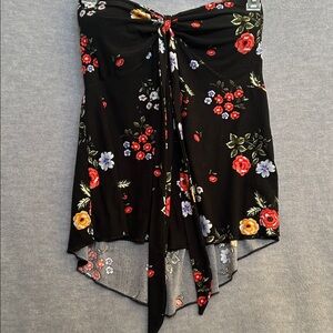 NO BOUNDARIES Floral Baby Doll Strapless Halter Top with Pads